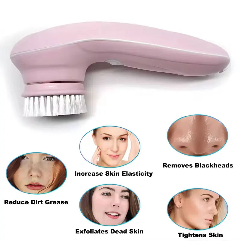 3-in-1 Electric Facial Cleansing Brush - Rechargeable Spa Massager & Blackhead Remover