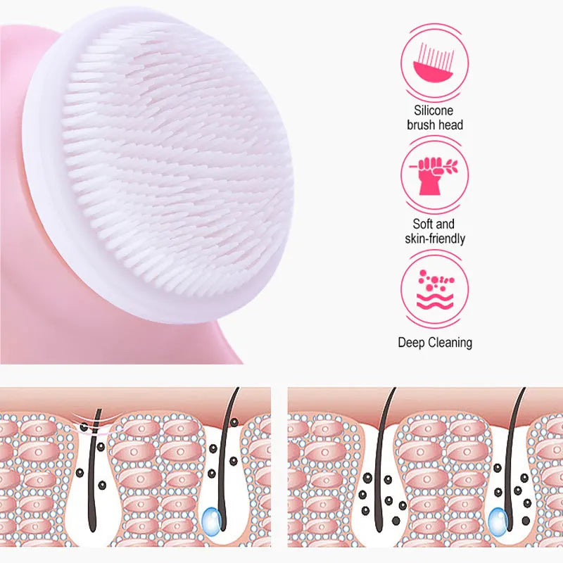 3-in-1 Electric Facial Cleansing Brush - Rechargeable Spa Massager & Blackhead Remover