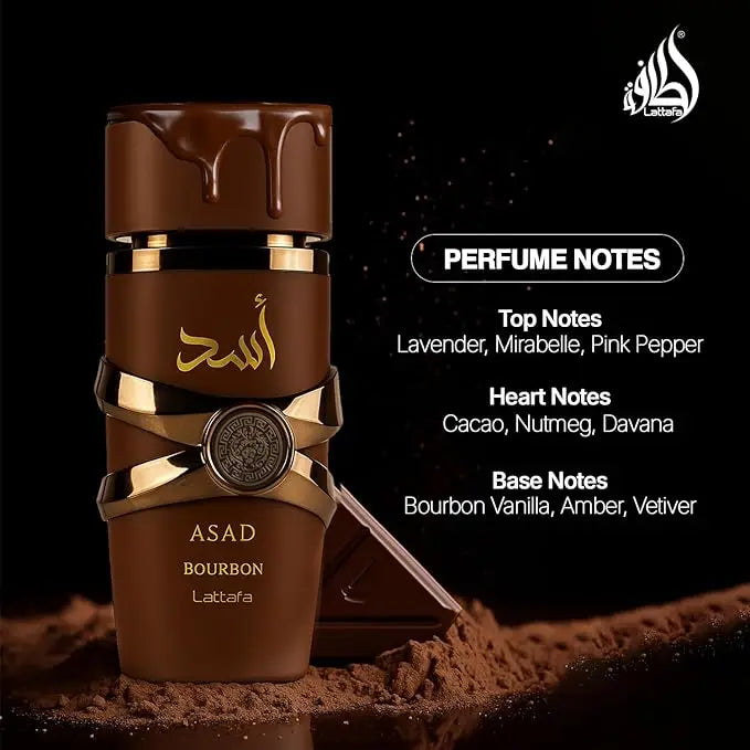Lattafa Asad Bourbon Eau De Parfum - Unisex Arabian Fragrance Spray