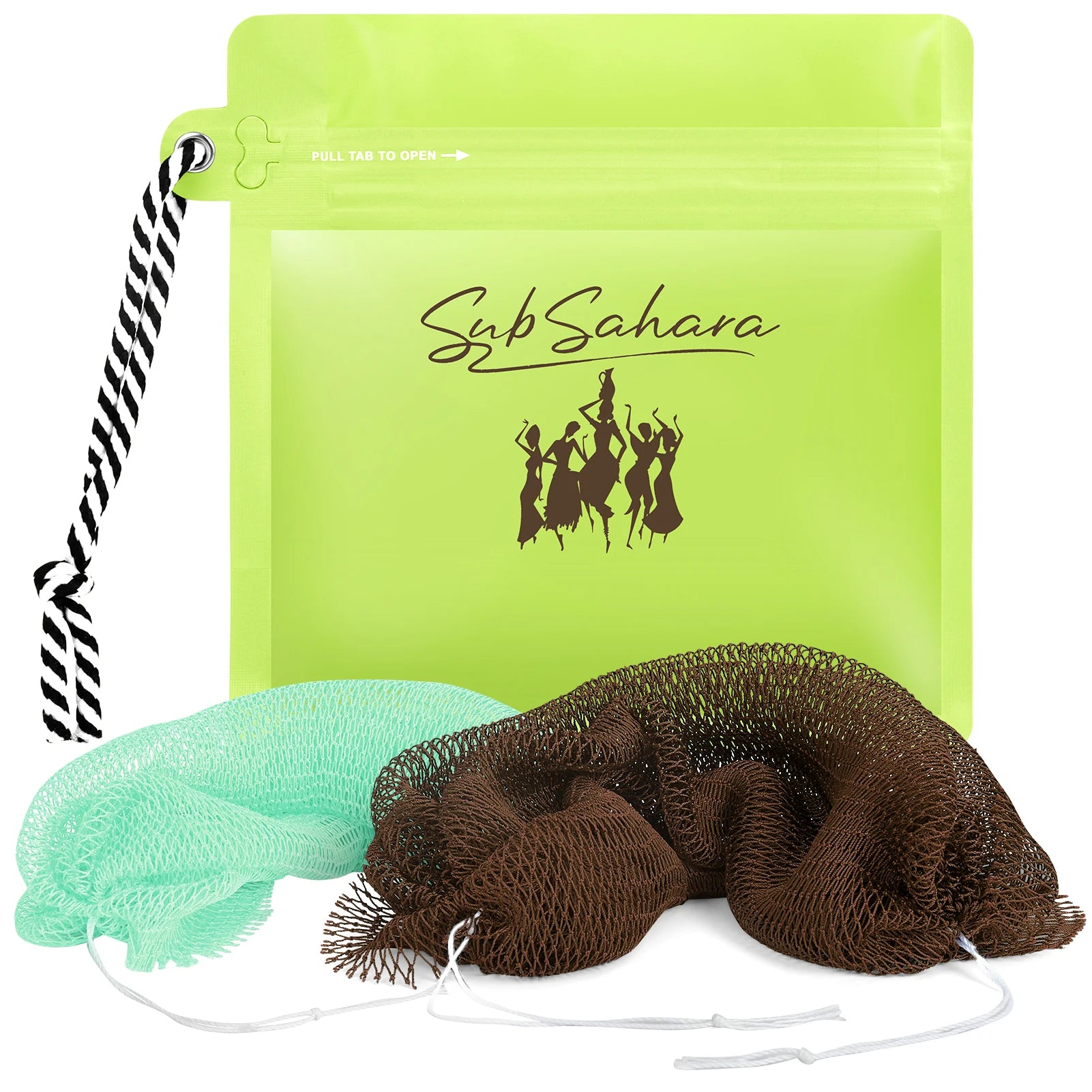 African Net Sponge - 2 Pack Exfoliating Bath Scrubber for All Skin Types