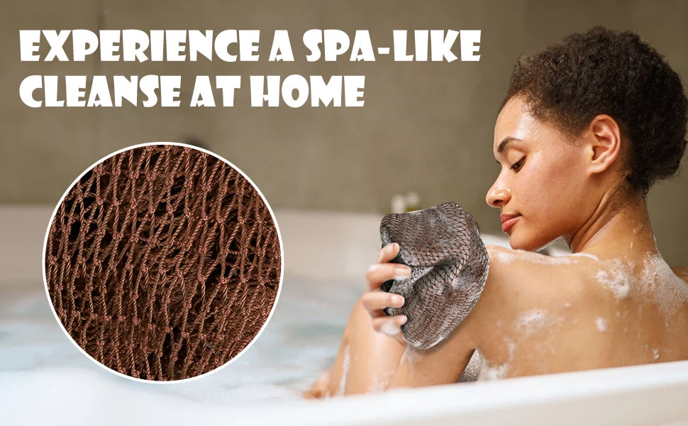 African Net Sponge - 2 Pack Exfoliating Bath Scrubber for All Skin Types